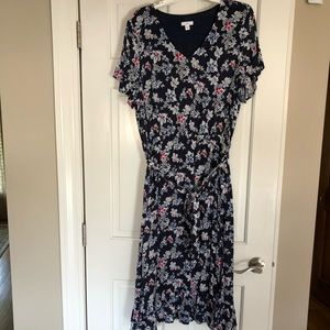 J. Jill, gently worn, Navy floral print dress. Size:  M